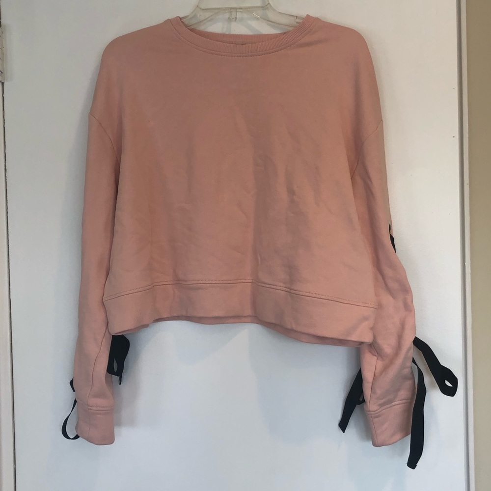 crop sweatshirt grommets grosgrain ties